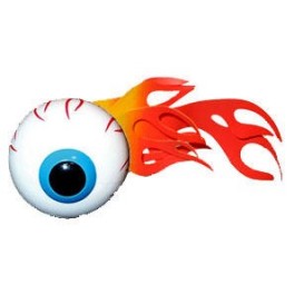 Flaming Eyeball Antenna Ball - red/yellow flame