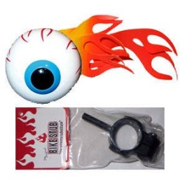 Flaming Eyeball Antenna Ball w/bike adapter - red/yellow flame